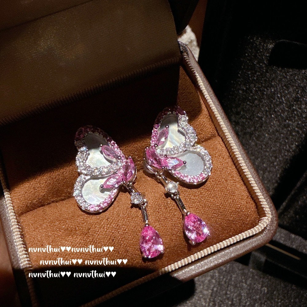 Fish Princess Colorful Pearl Butterfly Chrysanthemum Gemstone Necklace - Rich and Attractive - Rainbow Petal Necklace - Set