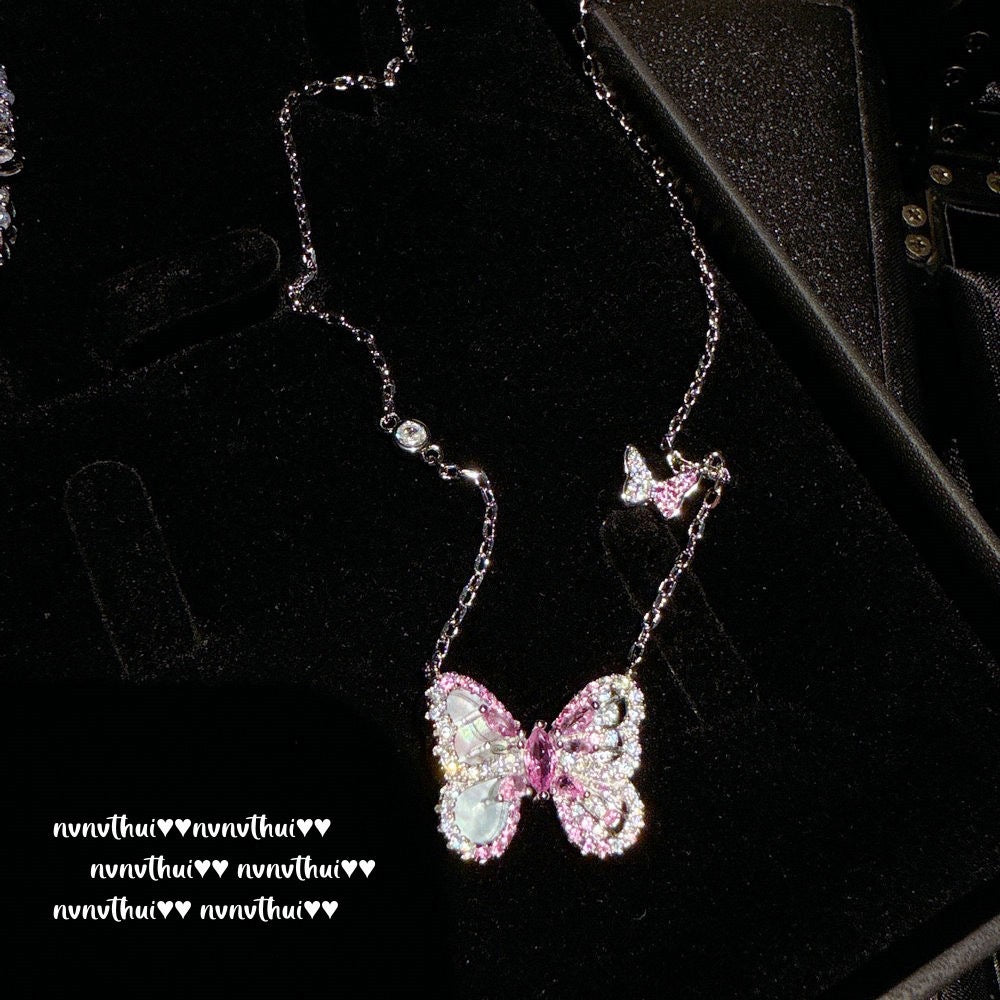 Fish Princess Colorful Pearl Butterfly Chrysanthemum Gemstone Necklace - Rich and Attractive - Rainbow Petal Necklace - Set