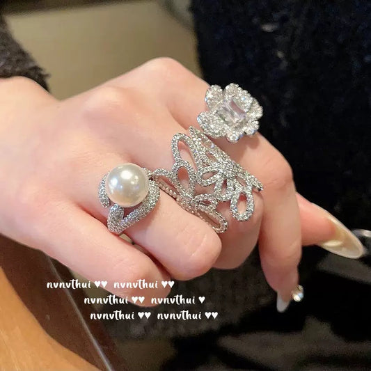 Miss Alice's Flower and Gemstone Ring, 18K Gold Plated, Ring