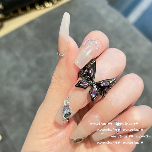 Water Shadow Butterfly Gemstone Ring - Designer - 18K Gold Plated - Melted Grape Purple Zirconia Butterfly Ring - Adjustable
