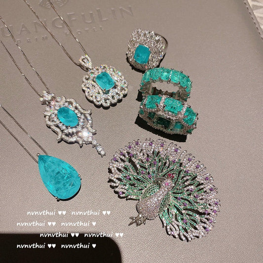 Dazzling aquamarine flower ring, plated with 18K gold
